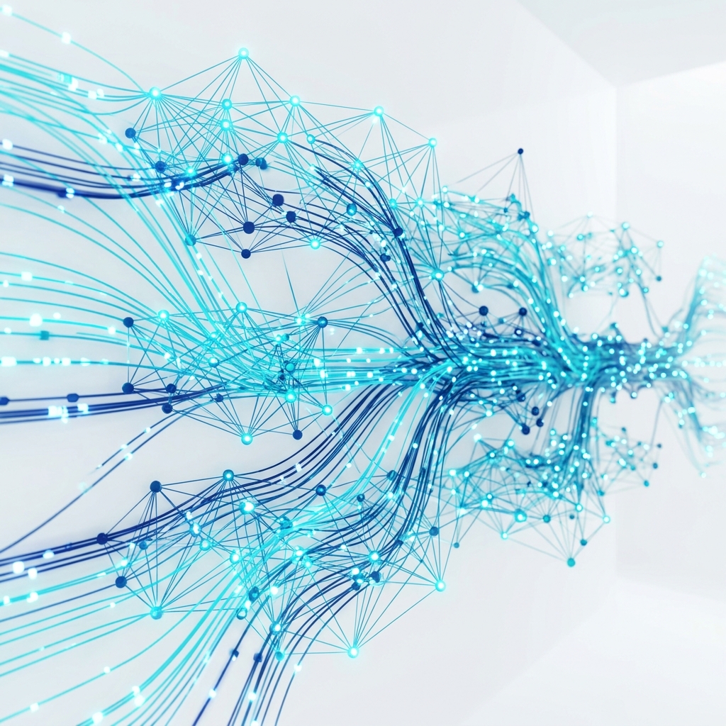 Abstract digital network representing AI